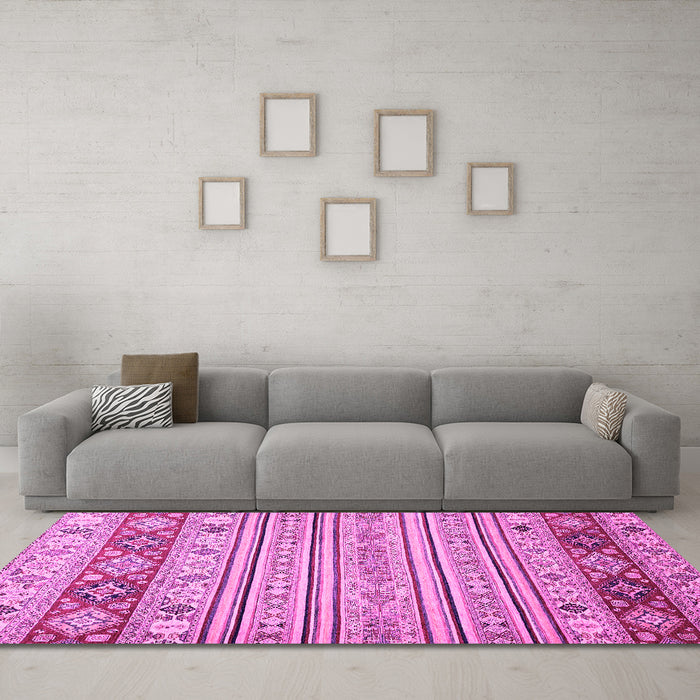 Machine Washable Abstract Pink Modern Rug in a Living Room, wshabs2430pnk