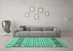 Machine Washable Abstract Turquoise Modern Area Rugs in a Living Room,, wshabs2430turq