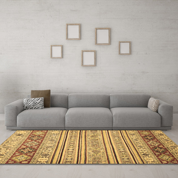 Machine Washable Abstract Brown Modern Rug in a Living Room,, wshabs2430brn