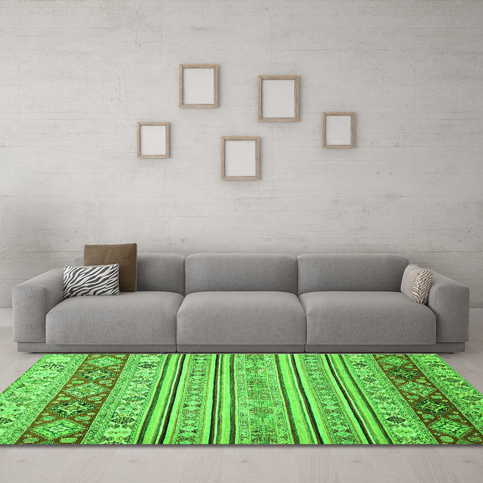 Machine Washable Abstract Green Modern Area Rugs in a Living Room,, wshabs2430grn