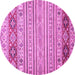 Round Machine Washable Abstract Pink Modern Rug, wshabs2430pnk