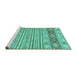 Sideview of Machine Washable Abstract Turquoise Modern Area Rugs, wshabs2430turq