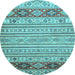 Round Machine Washable Abstract Light Blue Modern Rug, wshabs2430lblu