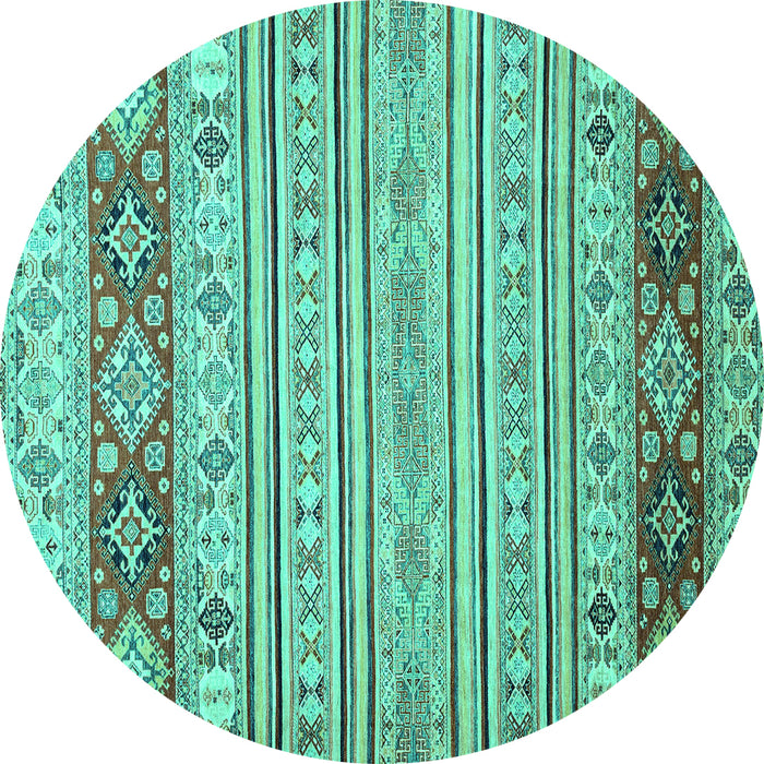 Round Machine Washable Abstract Turquoise Modern Area Rugs, wshabs2430turq