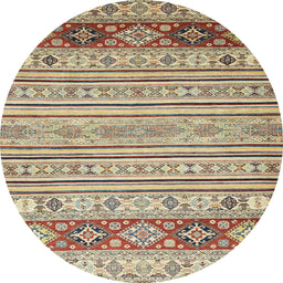 Round Abstract Brown Gold Modern Rug, abs2430