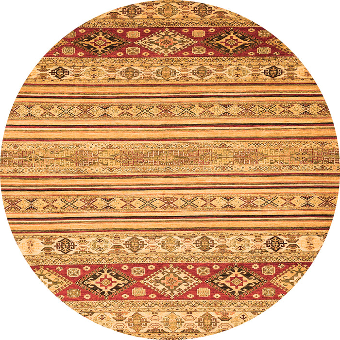 Round Machine Washable Abstract Orange Modern Area Rugs, wshabs2430org