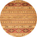 Round Machine Washable Abstract Orange Modern Area Rugs, wshabs2430org