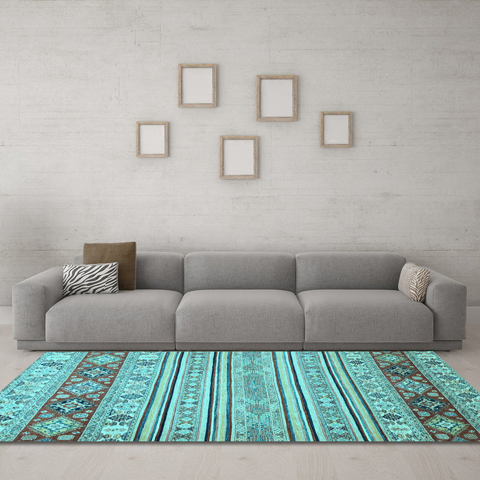 Machine Washable Abstract Light Blue Modern Rug in a Living Room, wshabs2430lblu