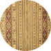 Round Abstract Brown Modern Rug, abs2430brn