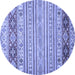 Round Machine Washable Abstract Blue Modern Rug, wshabs2430blu