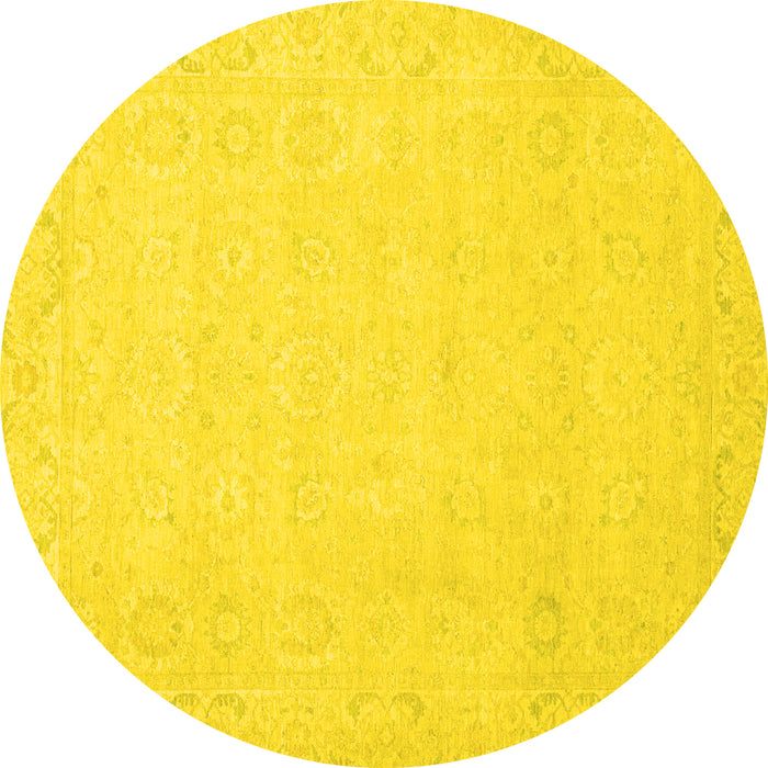 Round Abstract Yellow Modern Rug, abs2431yw