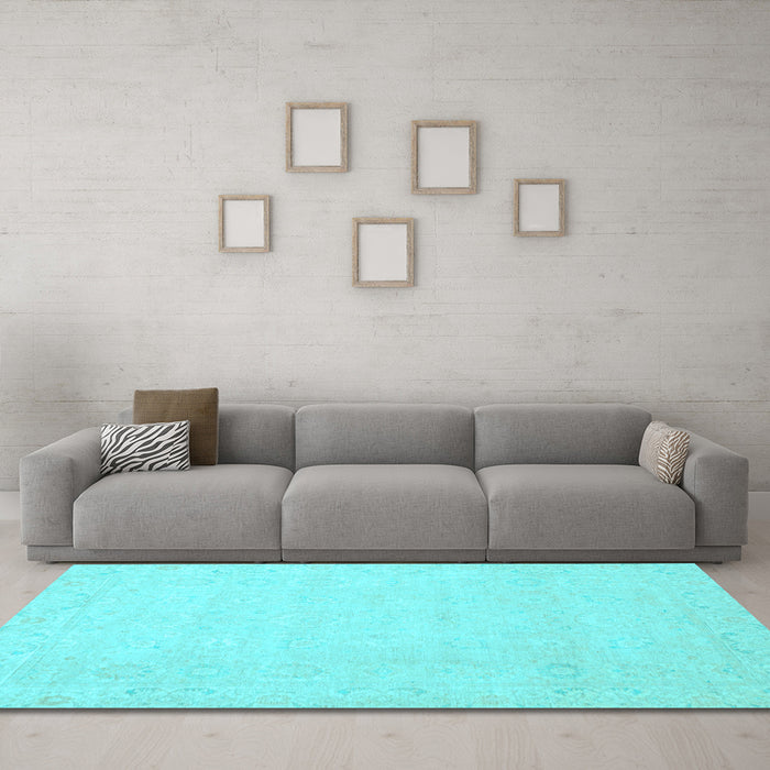 Machine Washable Abstract Light Blue Modern Rug in a Living Room, wshabs2431lblu