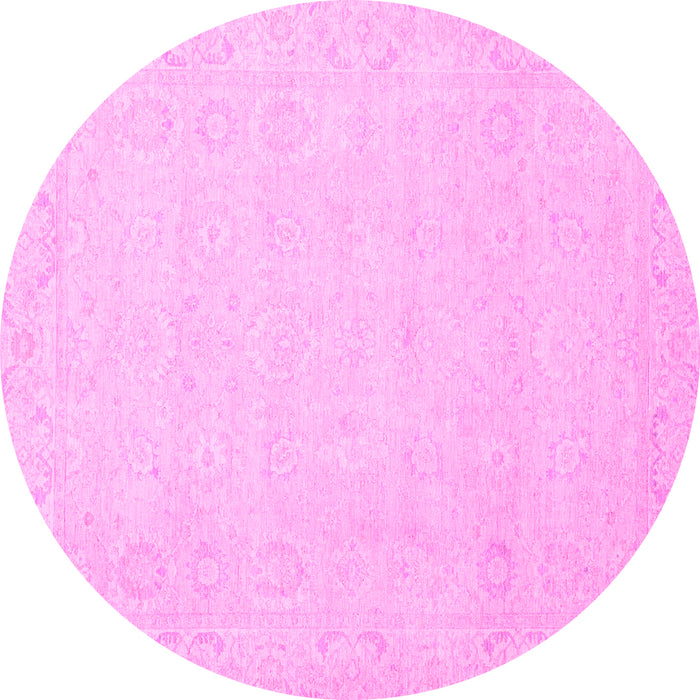Round Machine Washable Abstract Pink Modern Rug, wshabs2431pnk