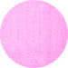 Round Machine Washable Abstract Pink Modern Rug, wshabs2431pnk