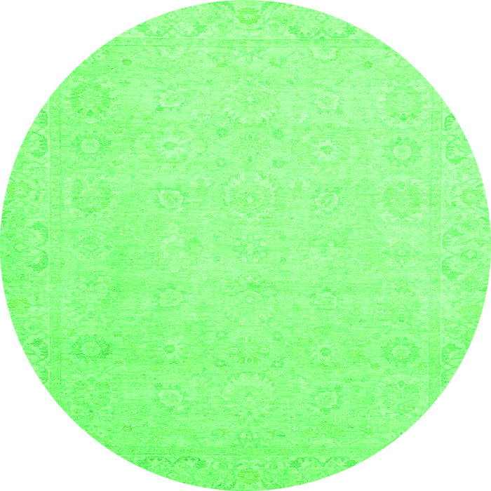 Round Machine Washable Abstract Green Modern Area Rugs, wshabs2431grn