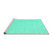 Sideview of Machine Washable Abstract Turquoise Modern Area Rugs, wshabs2431turq