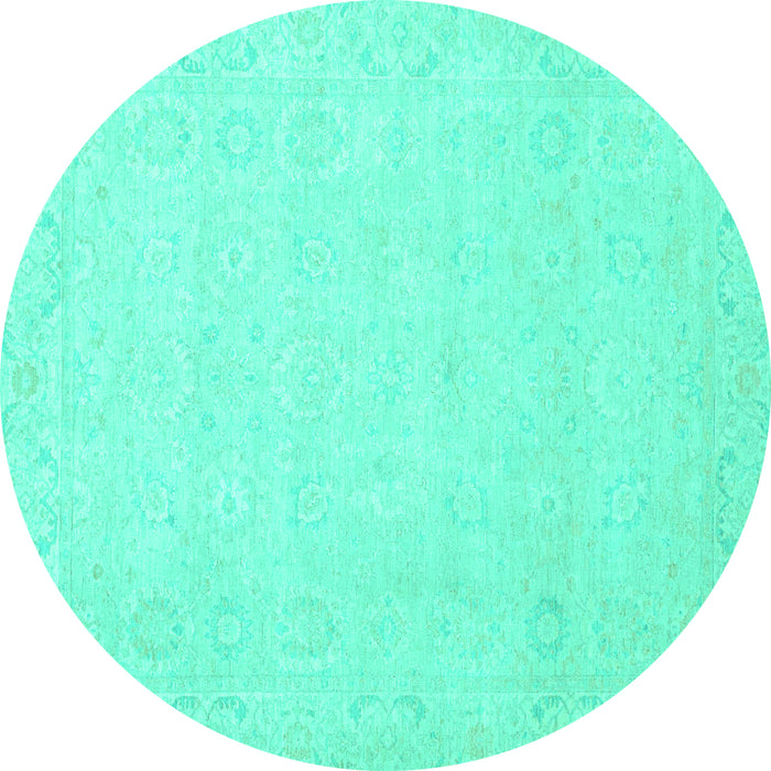 Round Abstract Turquoise Modern Rug, abs2431turq