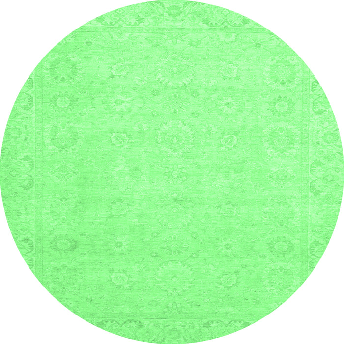 Round Machine Washable Abstract Emerald Green Modern Area Rugs, wshabs2431emgrn