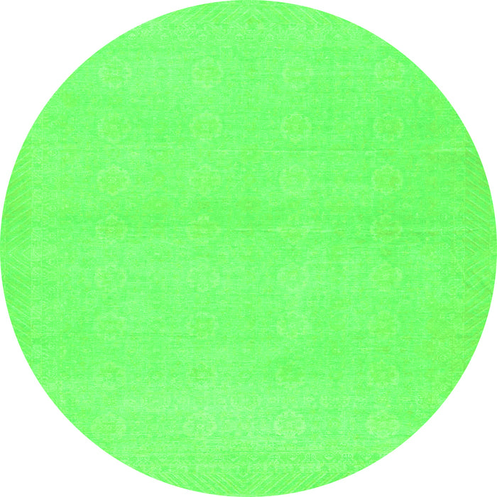 Round Machine Washable Abstract Green Modern Area Rugs, wshabs2432grn