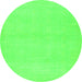 Round Machine Washable Abstract Green Modern Area Rugs, wshabs2432grn