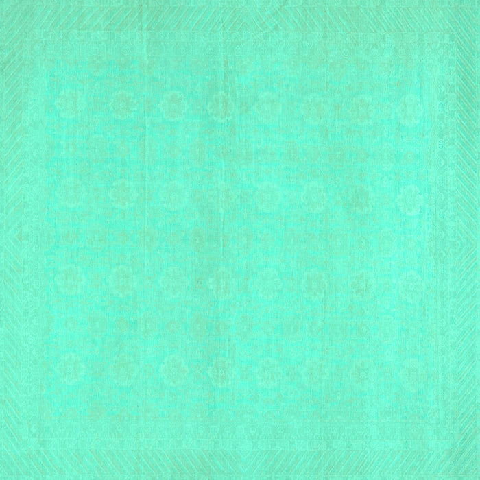 Square Machine Washable Abstract Turquoise Modern Area Rugs, wshabs2432turq