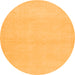 Round Machine Washable Abstract Orange Modern Area Rugs, wshabs2432org