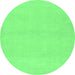 Round Machine Washable Abstract Emerald Green Modern Area Rugs, wshabs2432emgrn