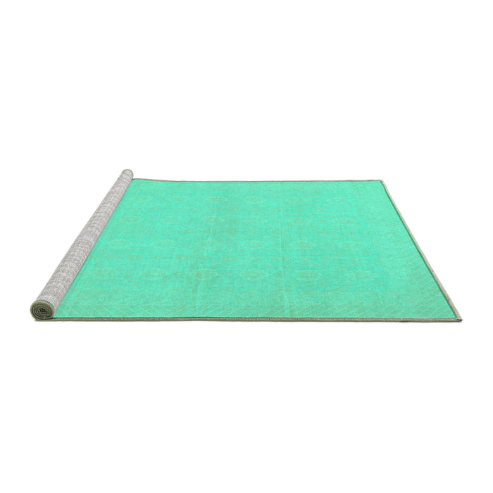 Sideview of Machine Washable Abstract Turquoise Modern Area Rugs, wshabs2432turq