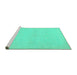 Sideview of Machine Washable Abstract Turquoise Modern Area Rugs, wshabs2432turq