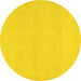 Round Machine Washable Abstract Yellow Modern Rug, wshabs2432yw