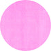 Round Machine Washable Abstract Pink Modern Rug, wshabs2432pnk