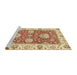 Sideview of Machine Washable Abstract Brown Gold Rug, wshabs2433