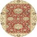 Round Machine Washable Abstract Brown Gold Rug, wshabs2433