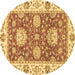 Round Machine Washable Oriental Brown Traditional Rug, wshabs2433brn