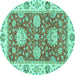 Round Oriental Turquoise Traditional Rug, abs2433turq