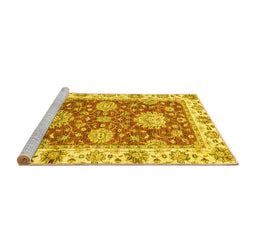 Sideview of Machine Washable Oriental Yellow Traditional Rug, wshabs2433yw
