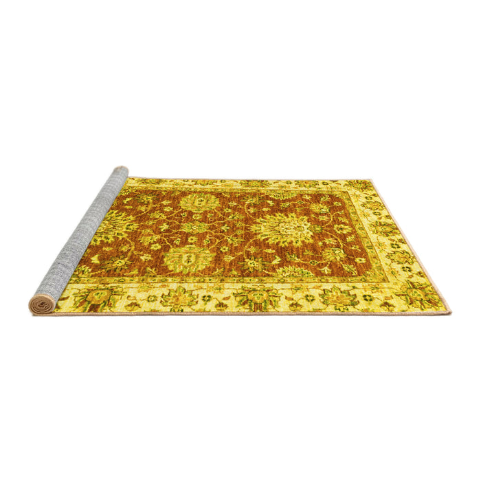 Sideview of Machine Washable Oriental Yellow Traditional Rug, wshabs2433yw