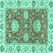 Square Oriental Turquoise Traditional Rug, abs2433turq