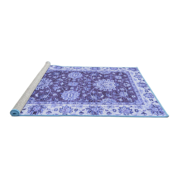 Sideview of Machine Washable Oriental Blue Traditional Rug, wshabs2433blu