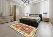 Machine Washable Abstract Brown Gold Rug in a Bedroom, wshabs2433
