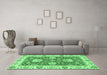 Machine Washable Oriental Emerald Green Traditional Area Rugs in a Living Room,, wshabs2433emgrn