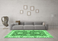 Machine Washable Oriental Emerald Green Traditional Rug, wshabs2433emgrn