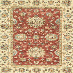 Square Abstract Brown Gold Oriental Rug, abs2433