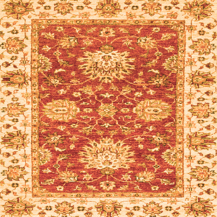 Square Machine Washable Oriental Orange Traditional Area Rugs, wshabs2433org
