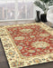 Abstract Brown Gold Oriental Rug in Family Room, abs2433