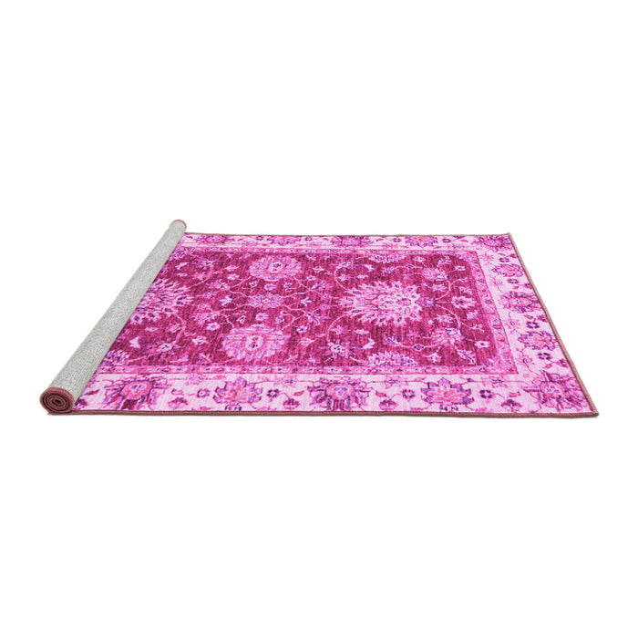 Sideview of Machine Washable Oriental Pink Traditional Rug, wshabs2433pnk