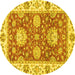 Round Oriental Yellow Traditional Rug, abs2433yw