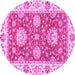 Round Oriental Pink Traditional Rug, abs2433pnk