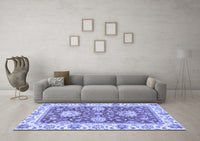 Machine Washable Oriental Blue Traditional Rug, wshabs2433blu