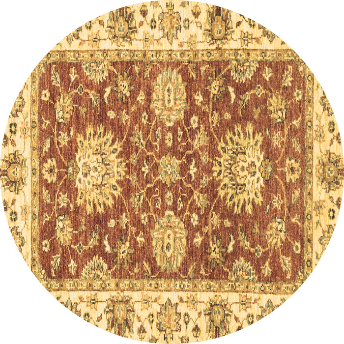 Round Oriental Brown Traditional Rug, abs2433brn
